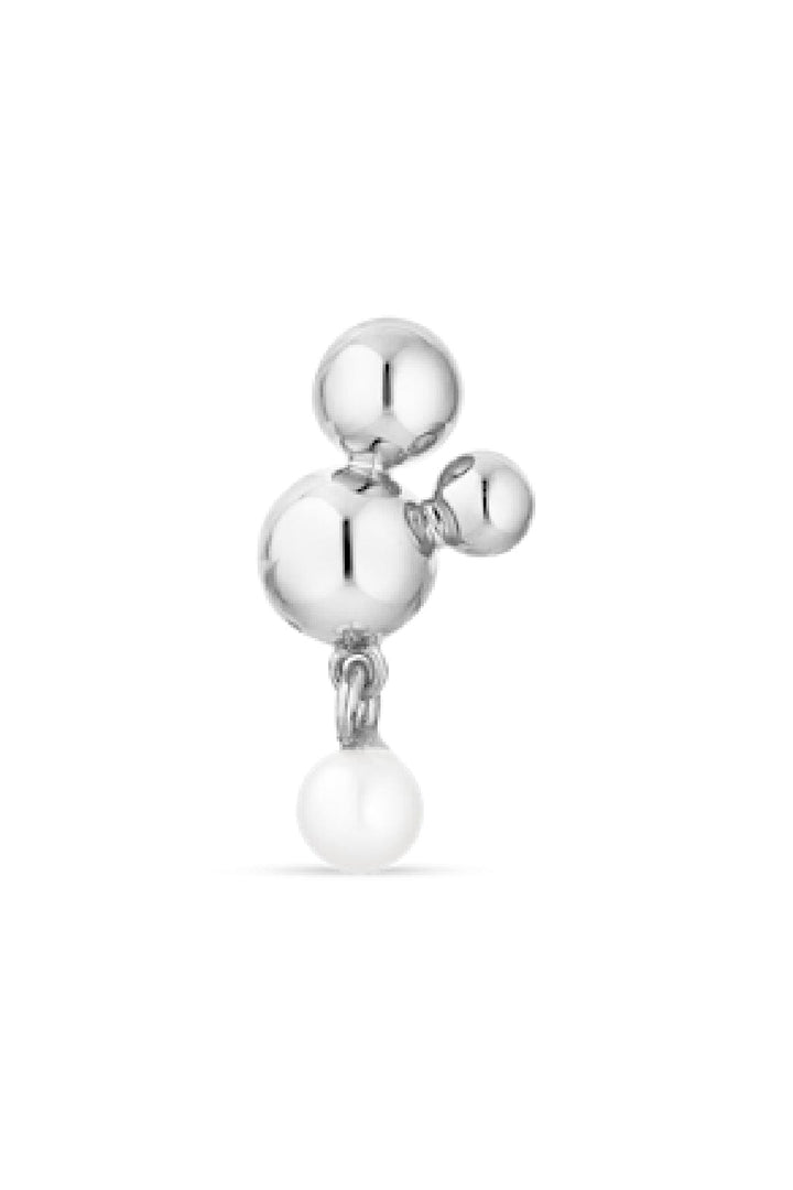 Jane Kønig - Atomic Stud w. pearl pendant - Forsølvet