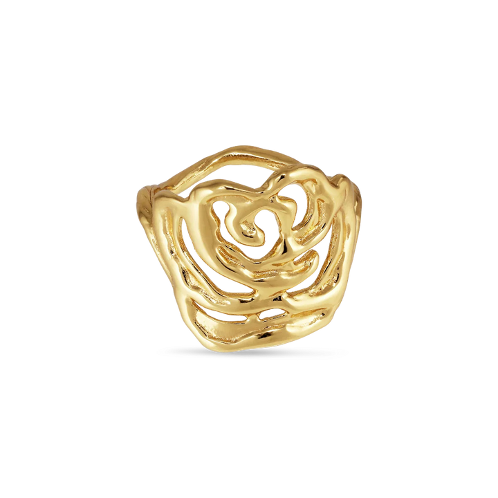 Jane Kønig - Big Rose Ring - Forgyldt