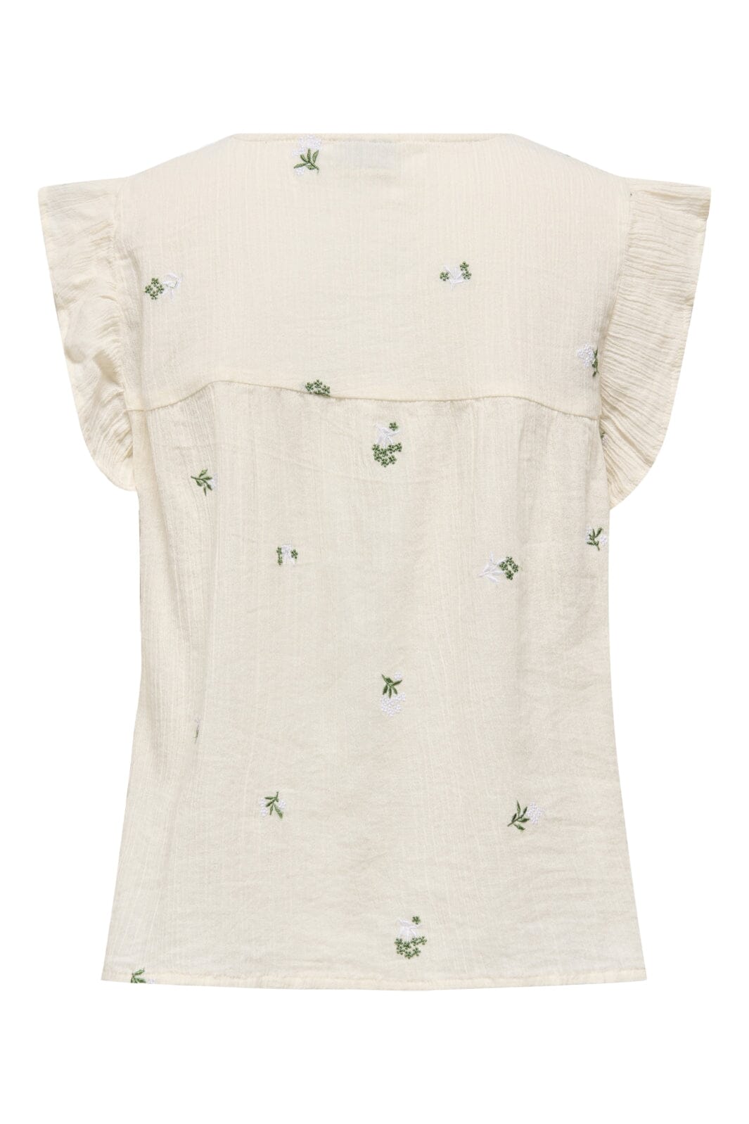 JDY - Jdyalba S/L Frill Shirt - 4941525 Cloud Dancer Embroidery