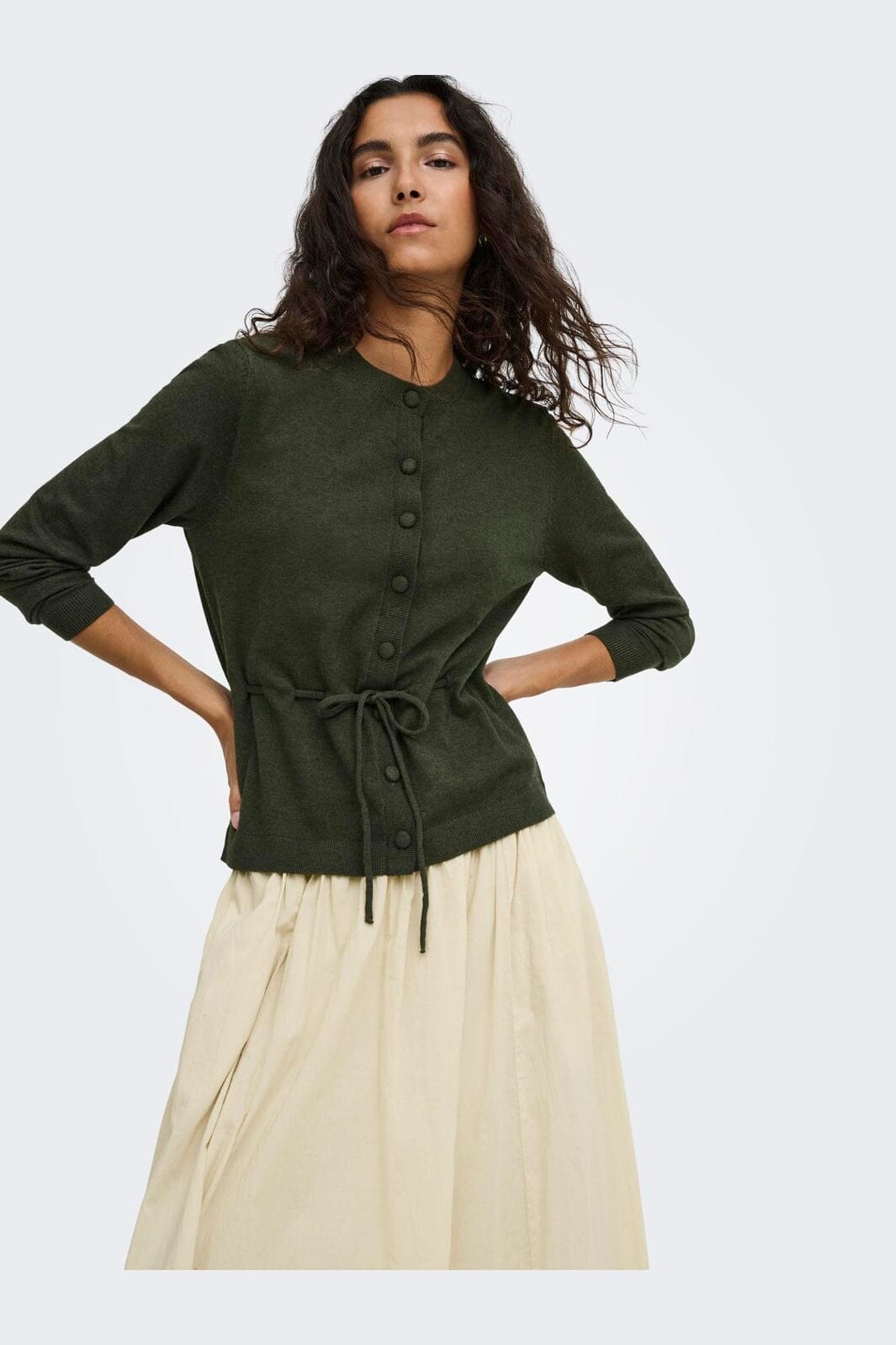 JDY - Jdyamore L/S Tie Cardigan Knt - 5074290 Forest Night