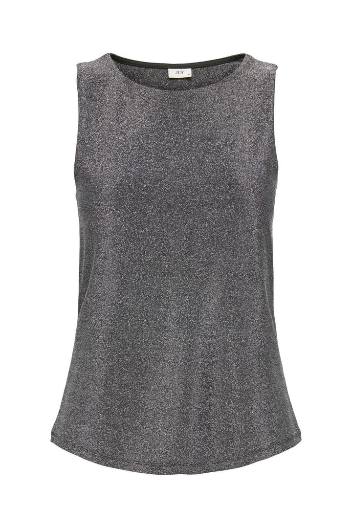 JDY - Jdyanni S/L O Neck Tank Top Dia - 4883288 Black Silver Lurex