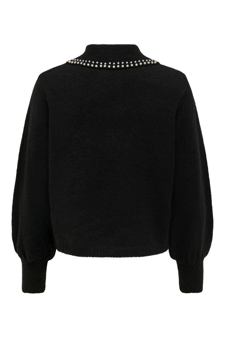 JDY - JDYaubray Life L/S Pearl Pullover Knt - 3818554 Black W White Pearl Collar