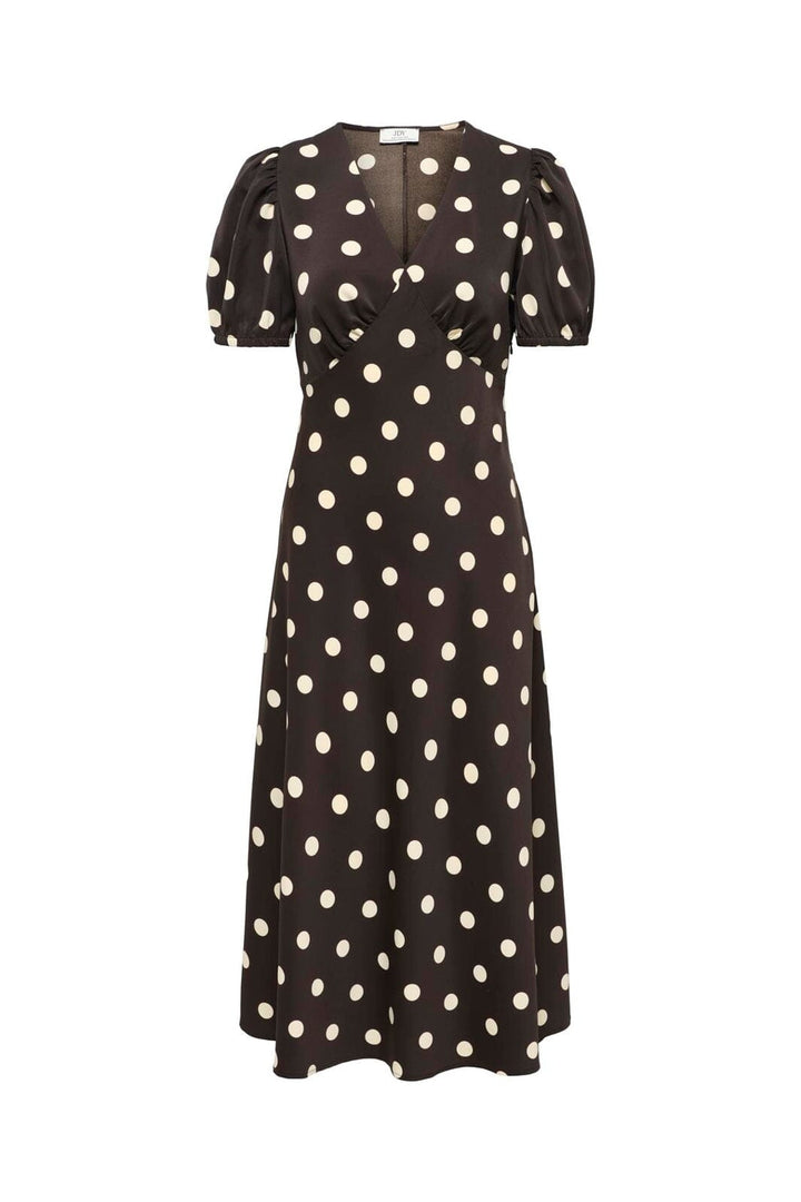 JDY - Jdyaya Life S/S Midi Dress Dia - 5064920 Chocolate Torte Whitecap Gray Dot