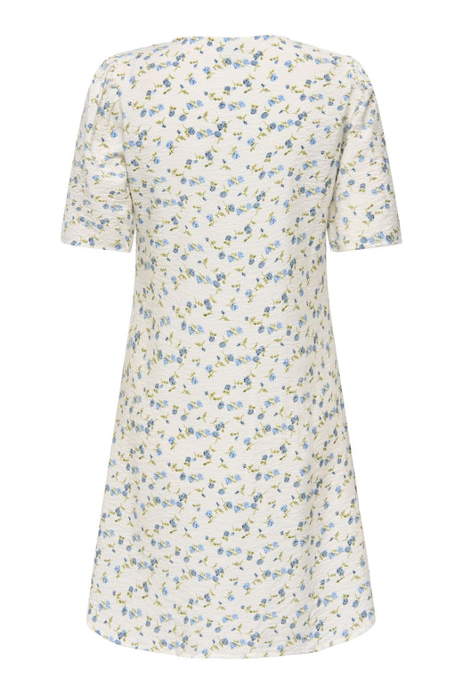JDY - Jdycarrie 2/4 Short Dress - 4978336 Cloud Dancer Blue Mini Flower Kjoler 