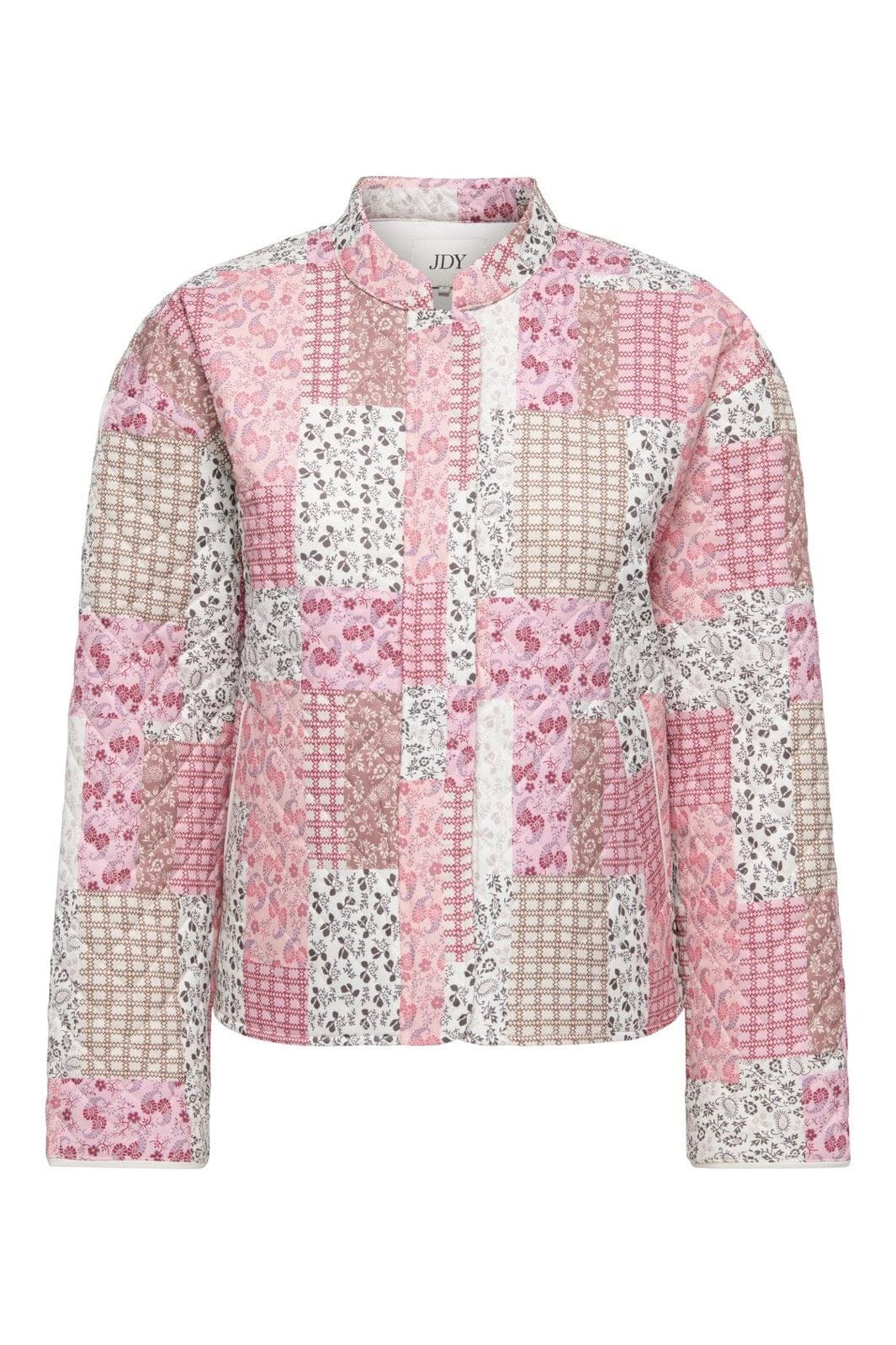 JDY - Jdyfia L/S Quilt Shacket - 4971487 Cloud Dancer Pink Patchwork