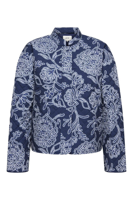 JDY - Jdyfia L/S Quilt Shacket - 4971488 Dark Blue Denim 13-01-26 Patriot Blue Flower