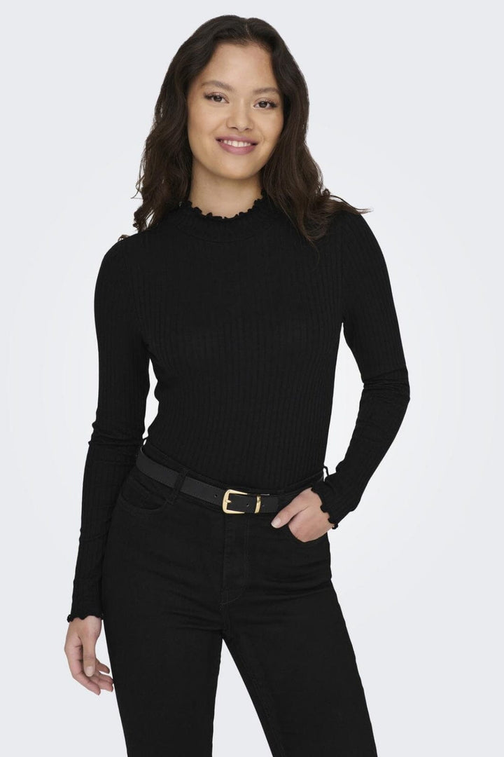 Jdy - Jdyfransiska Life L/S Hi-Nck Top Jr - 3600771 Black