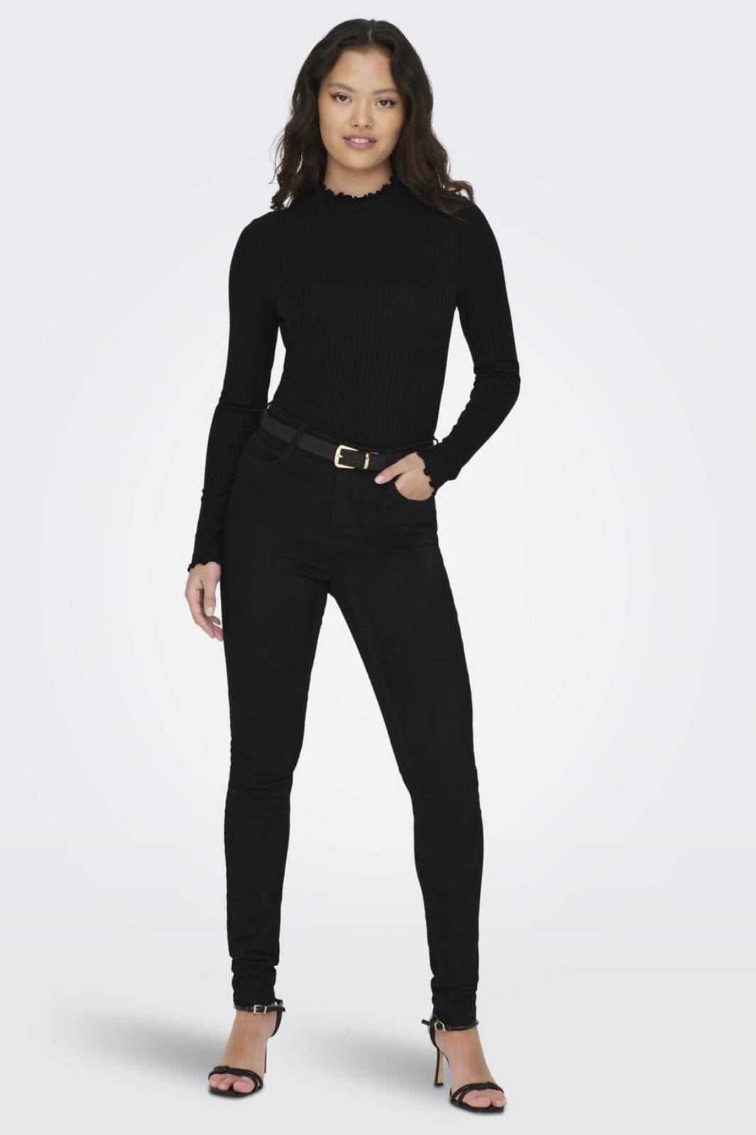 Jdy - Jdyfransiska Life L/S Hi-Nck Top Jr - 3600771 Black