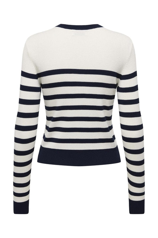 JDY - Jdygaby L/S O-Neck Cardigan Knt - 4926905 Cloud Dancer W. Black Iris