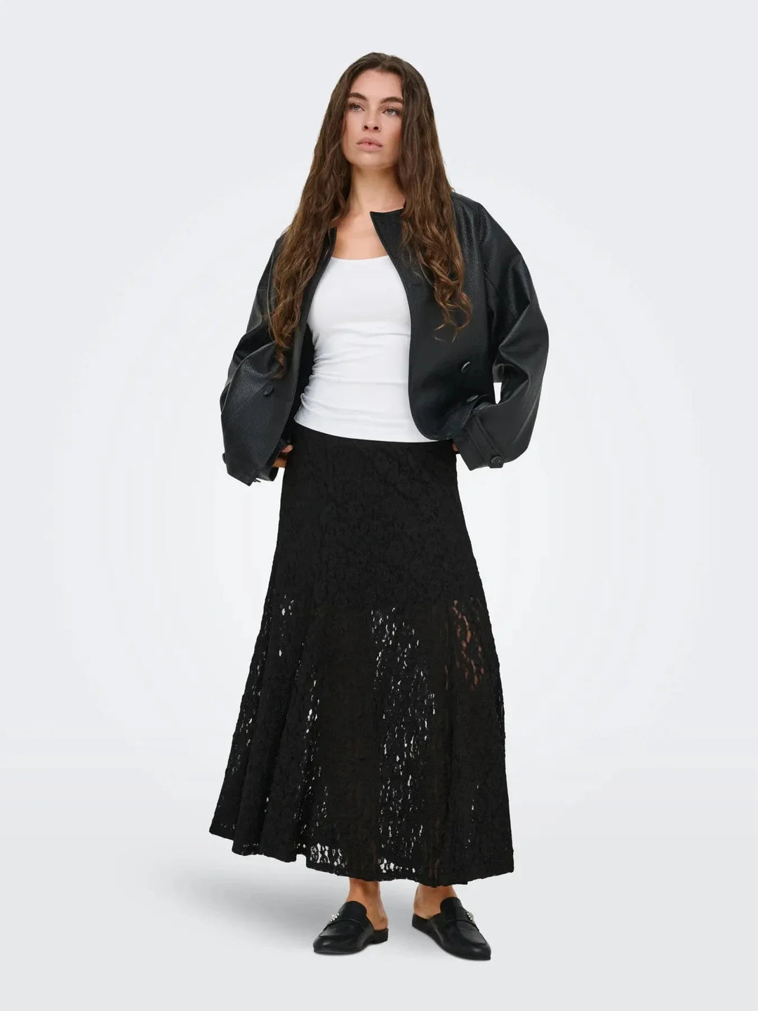 JDY - Jdygallas Long Lace Skirt - 5047422 Black Nederdele 