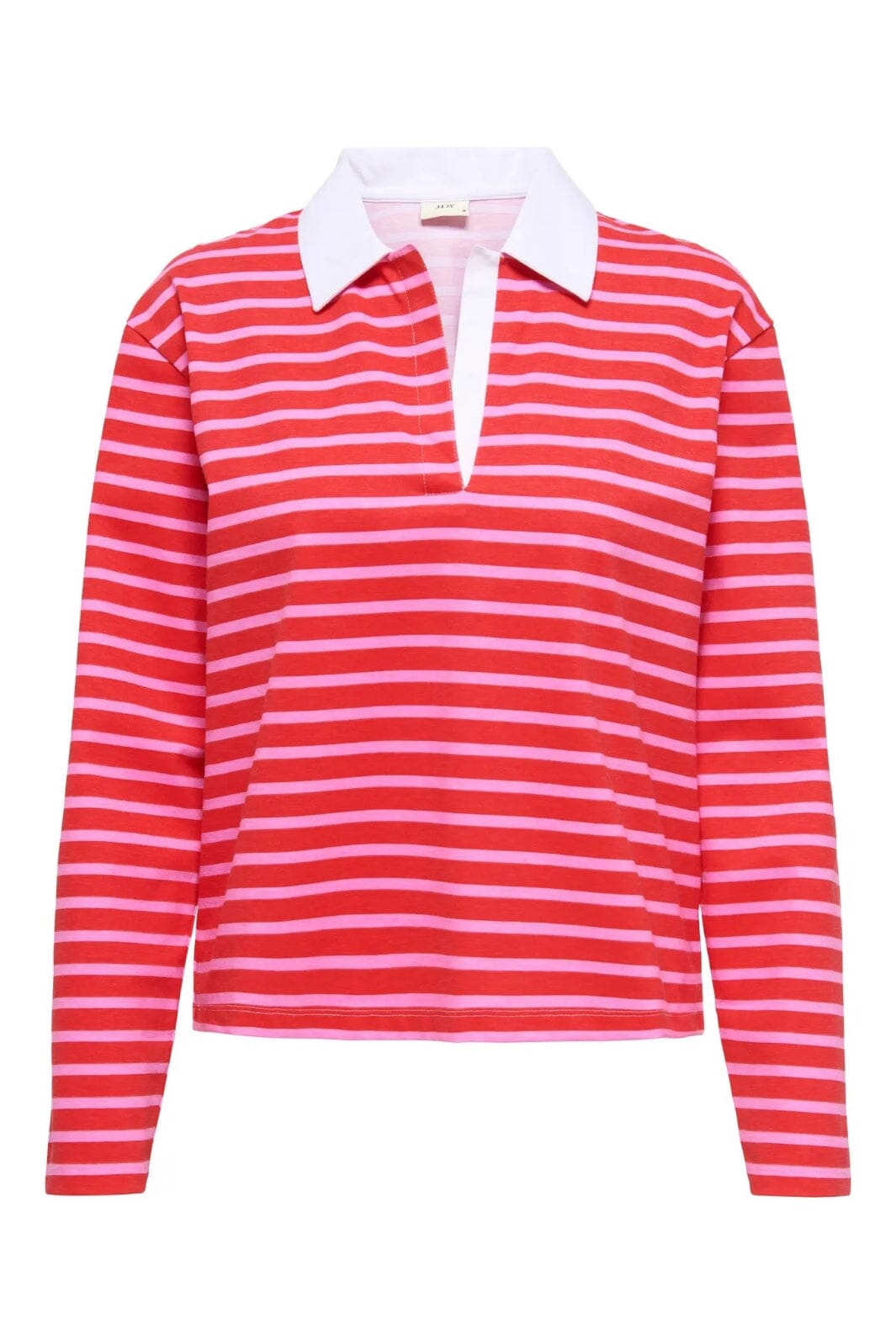 JDY - Jdyhannah Ls V-Neck Polo 15358163 - 4861144 - Mars Red Pink Lemonade