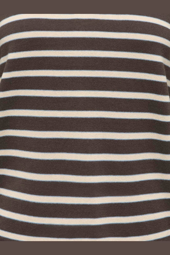 JDY - Jdyina L/S Polo Pullover Knt - 5094718 Mulch Sandshell / Windward Blue