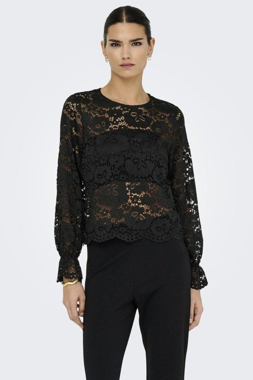 JDY - Jdylacey L/S Lace Top - 4840204 Black