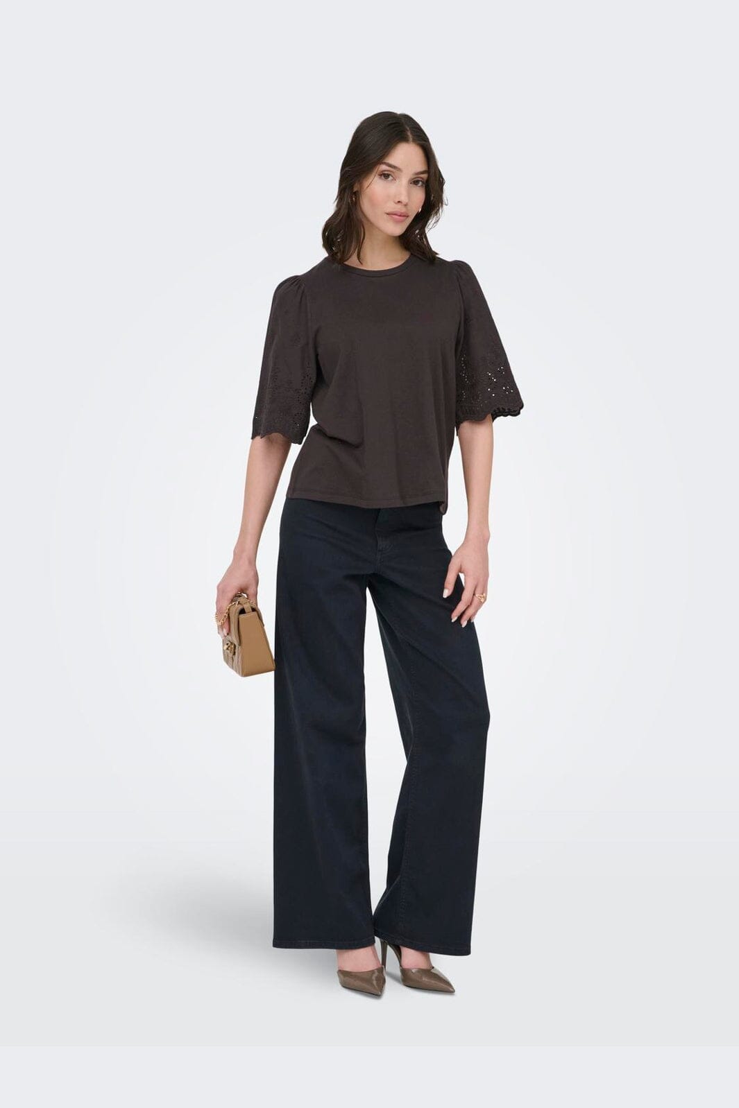 JDY - Jdylair Life S/S New Mix Top - 5047453 Chocolate Torte