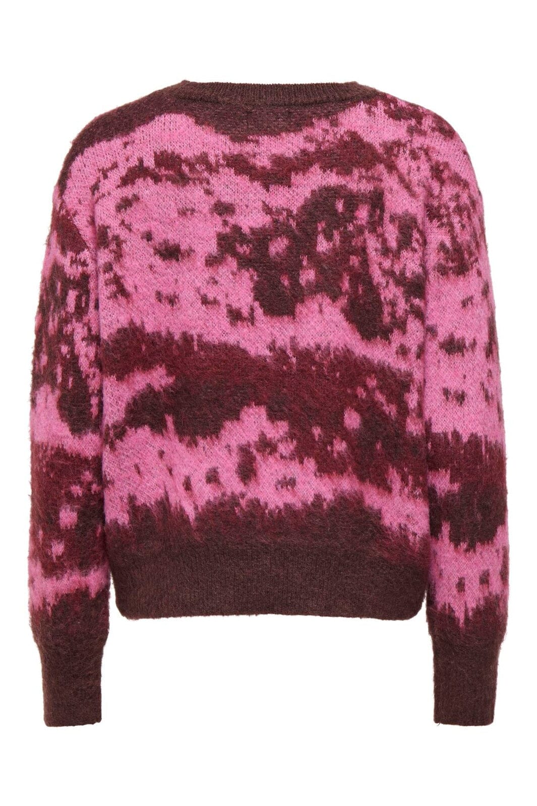 JDY - Jdyleslie L/S O-Neck Jacq. Pullover Knt - 5112200 Decadent Chocolate W. Shocking Pink/ Ruby Wine Jacq.