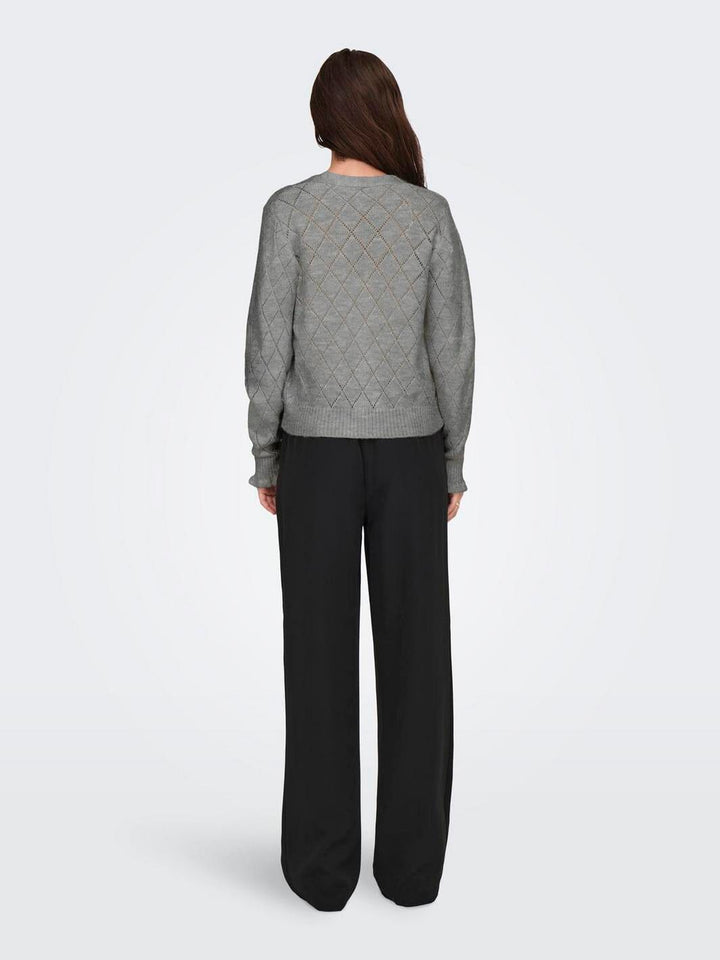 JDY - JDYletty L/S V-Neck Struc Cardi Knt - 4370867 Light Grey Melange