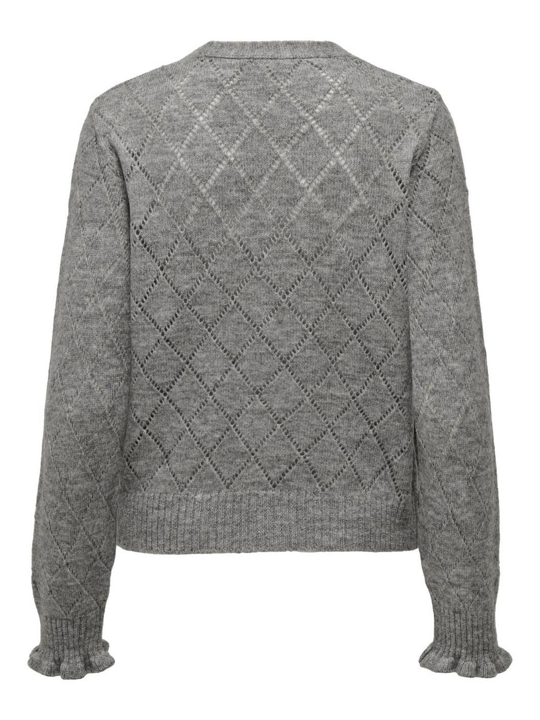 JDY - JDYletty L/S V-Neck Struc Cardi Knt - 4370867 Light Grey Melange