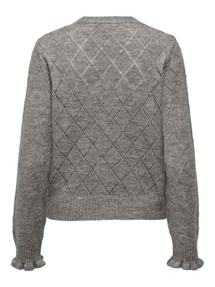 JDY - JDYletty L/S V-Neck Struc Cardi Knt - 4370867 Light Grey Melange