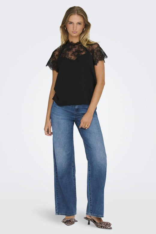 JDY - Jdylion S/S Lace Top Dia - 4621229 Black