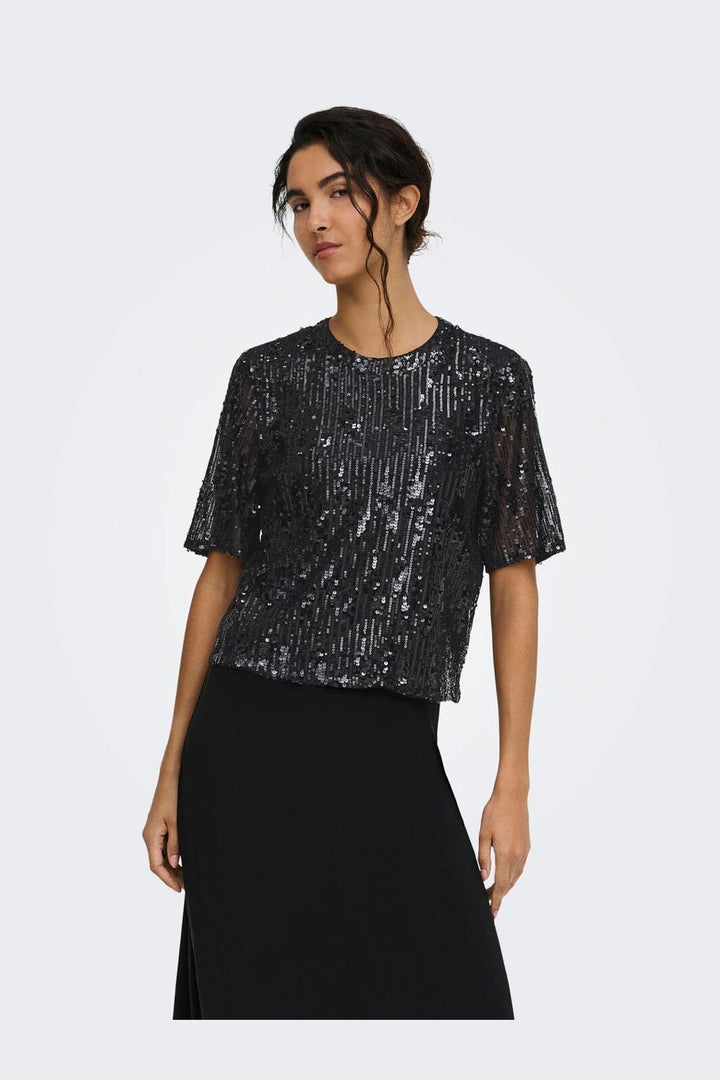 JDY - Jdylola 2/4 Sequin Top - 5172487 Black