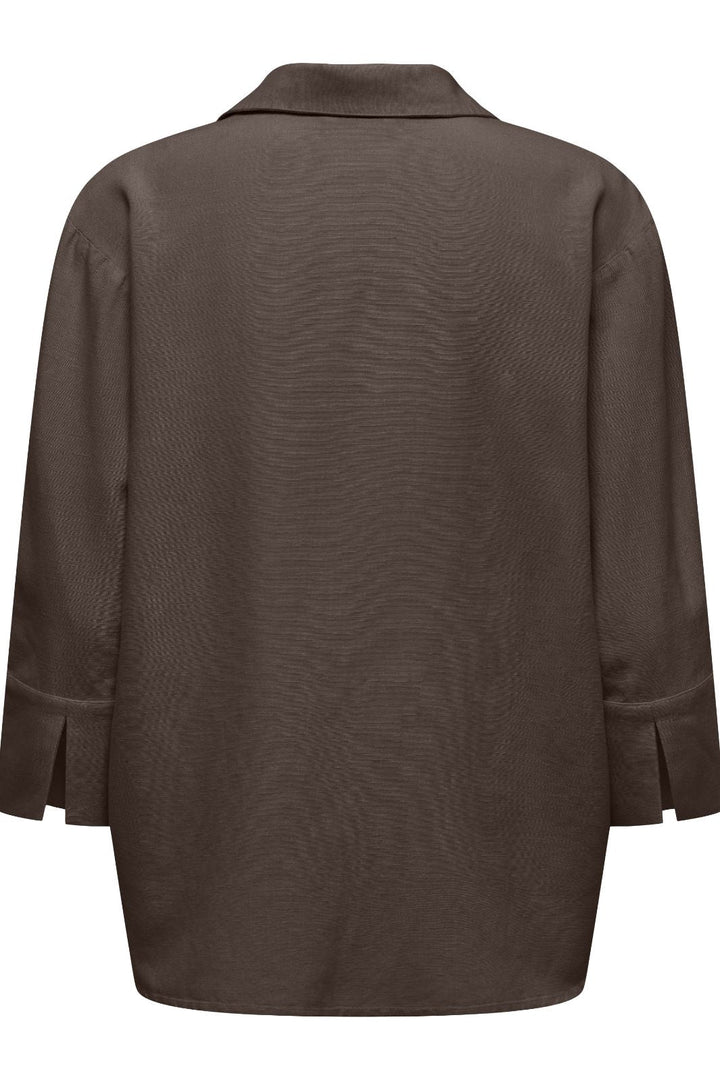 JDY - Jdylucia 3/4 Linen Shirt - 4941427 Chocolate Brown Skjorter 