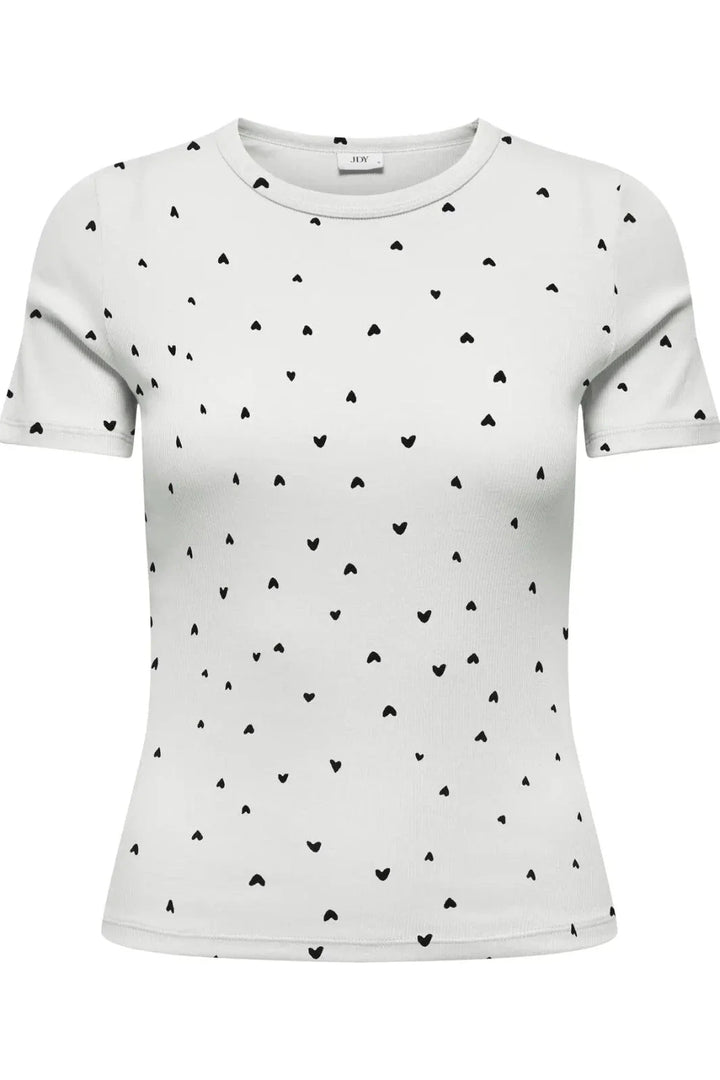 JDY - Jdylucky S/S O Neck Top - 5048815 Cloud Dancer Black Hearts T-shirts 