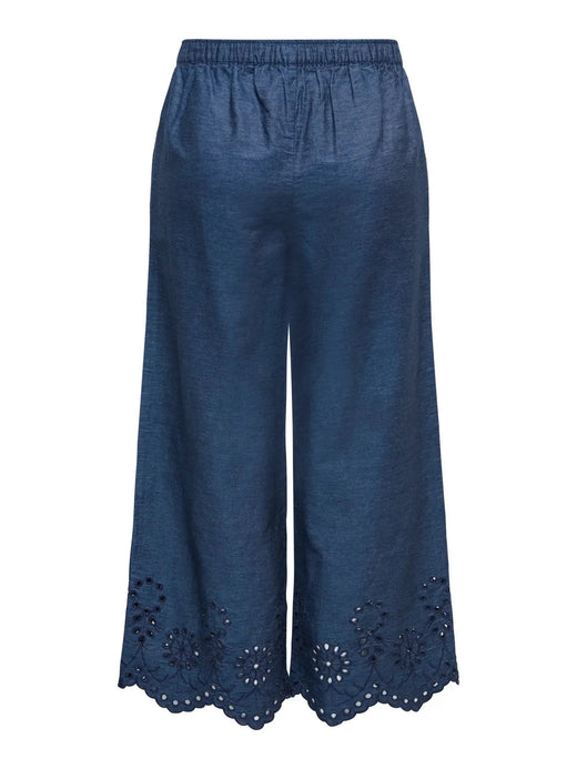 JDY - Jdymargot Bille Embr Pant - 5026806 Medium Blue Denim Navy Embroidery Bukser 