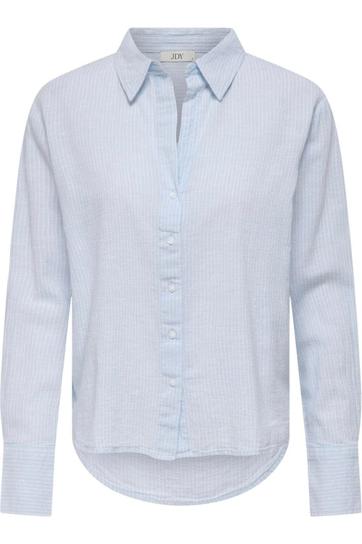 JDY - Jdymila L/S Loose Linen Shirt Dia - 4968401 Kentucky Blue Cloud Dancer Skjorter 