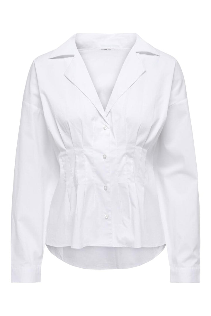 JDY - Jdymio L/S Fitted V-Neck Shirt - 5020851 White