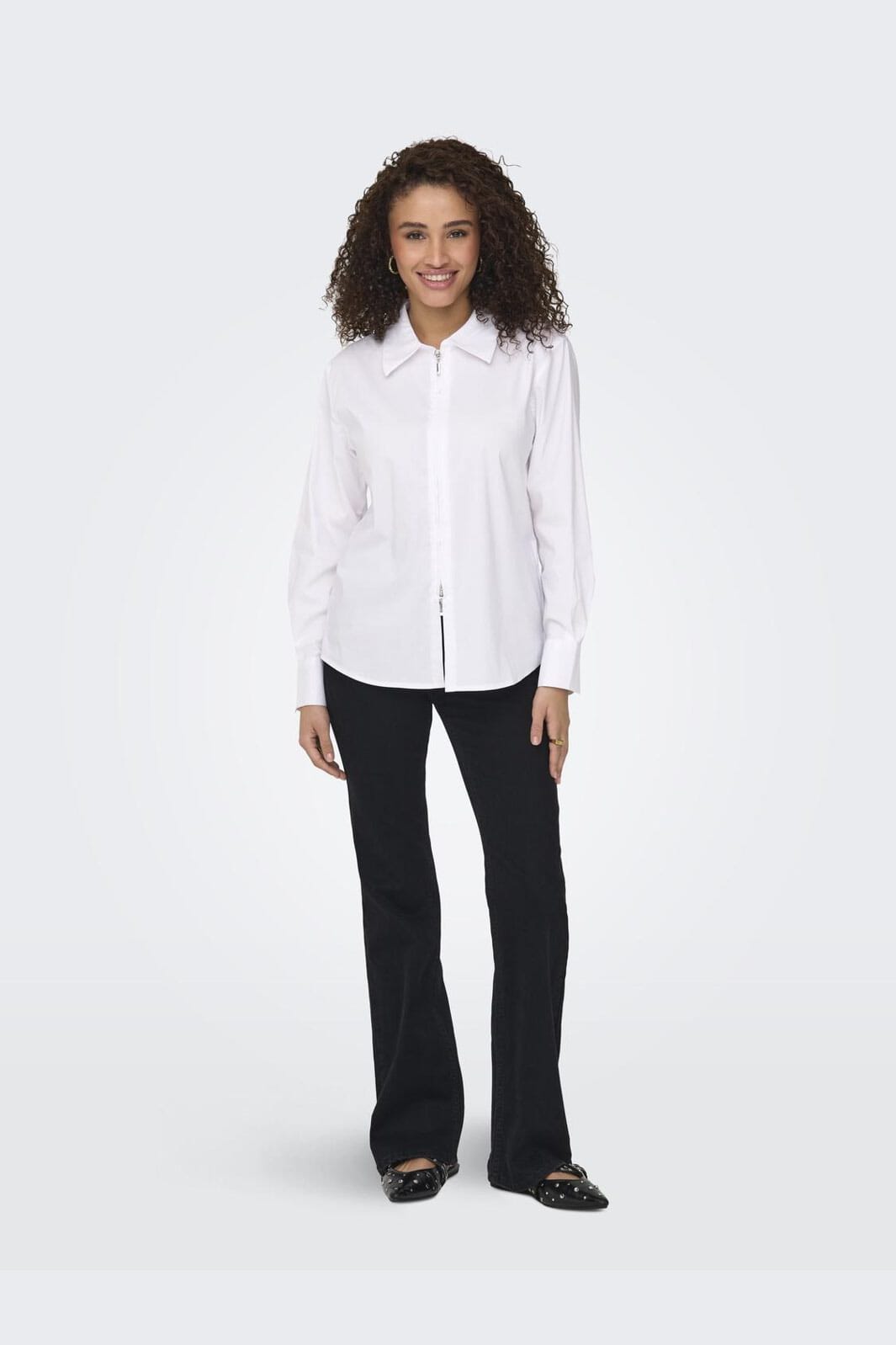 JDY - Jdymio L/S Zip Shirt - 4858745 White