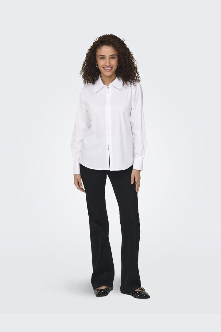 JDY - Jdymio L/S Zip Shirt - 4858745 White