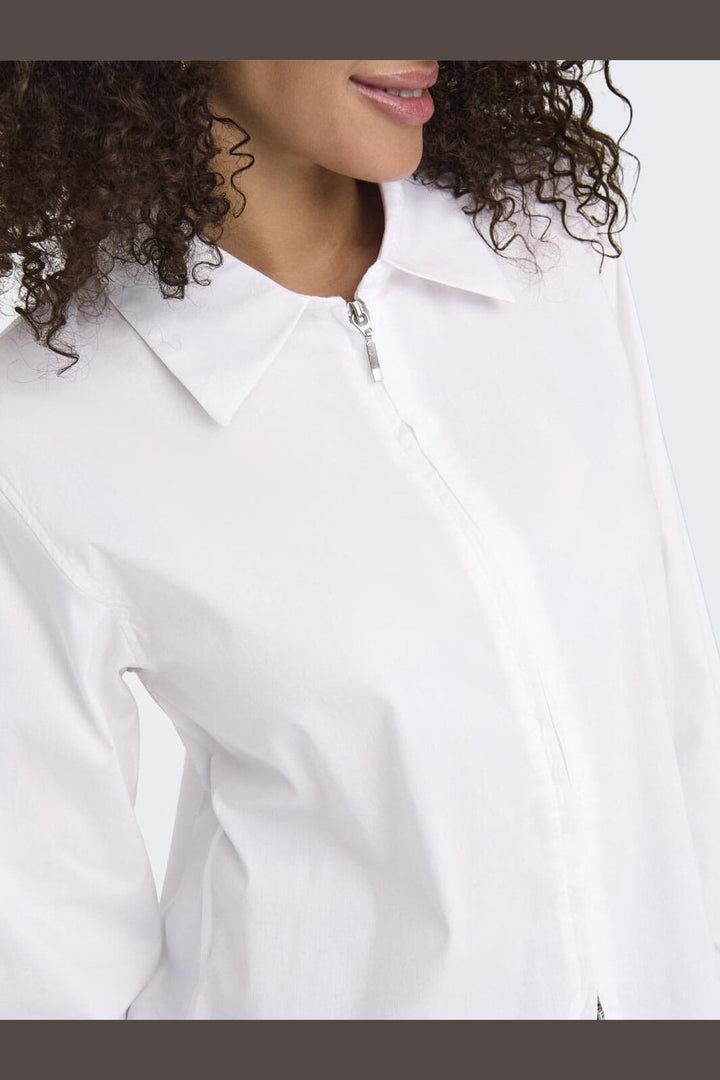 JDY - Jdymio L/S Zip Shirt - 4858745 White