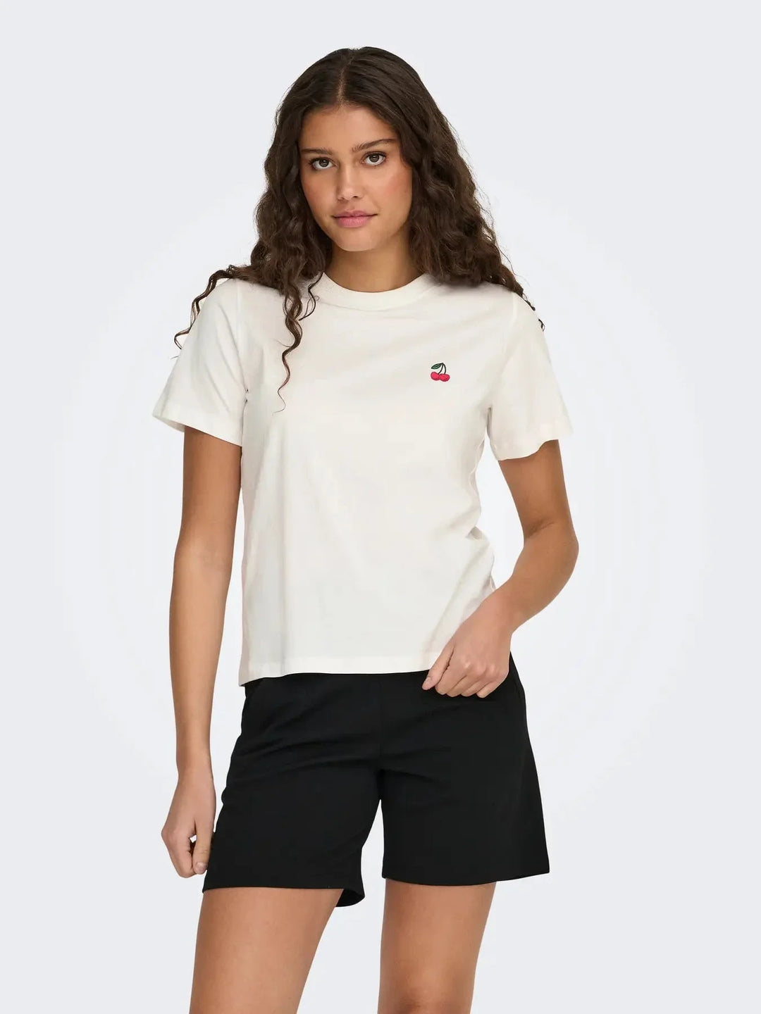 JDY - Jdypisa S/S Print Top - 4998331 Cloud Dancer Cherry T-shirts 