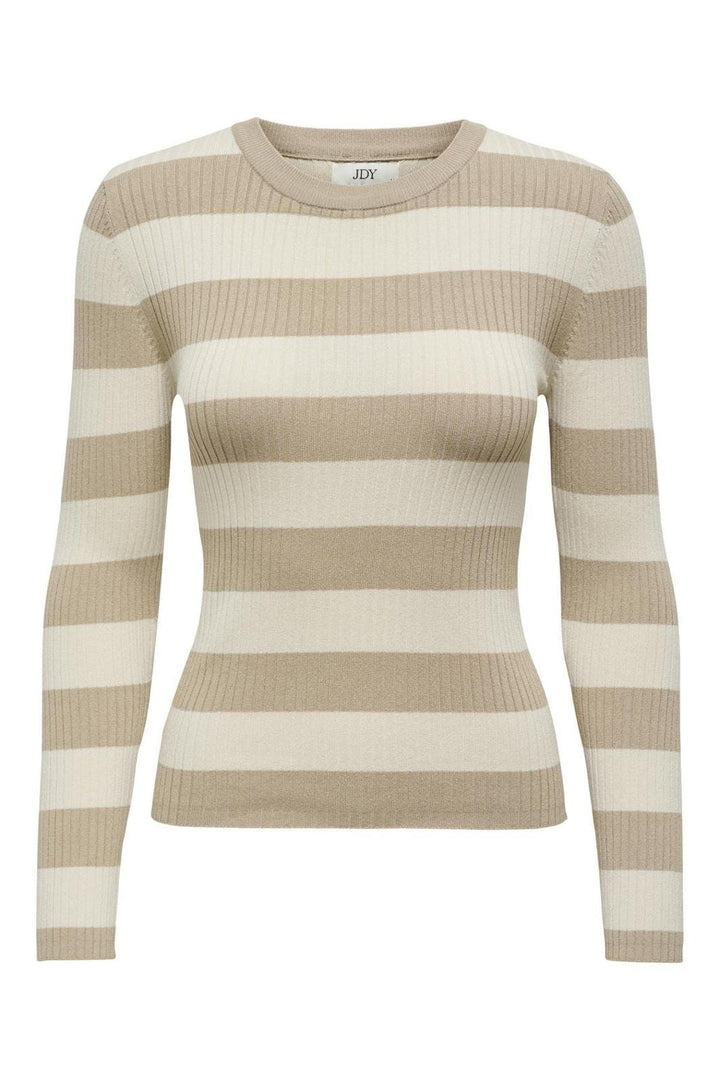 Jdy - Jdyplum L/S O-Neck Pullover Knt - 4512367 Humus Birch
