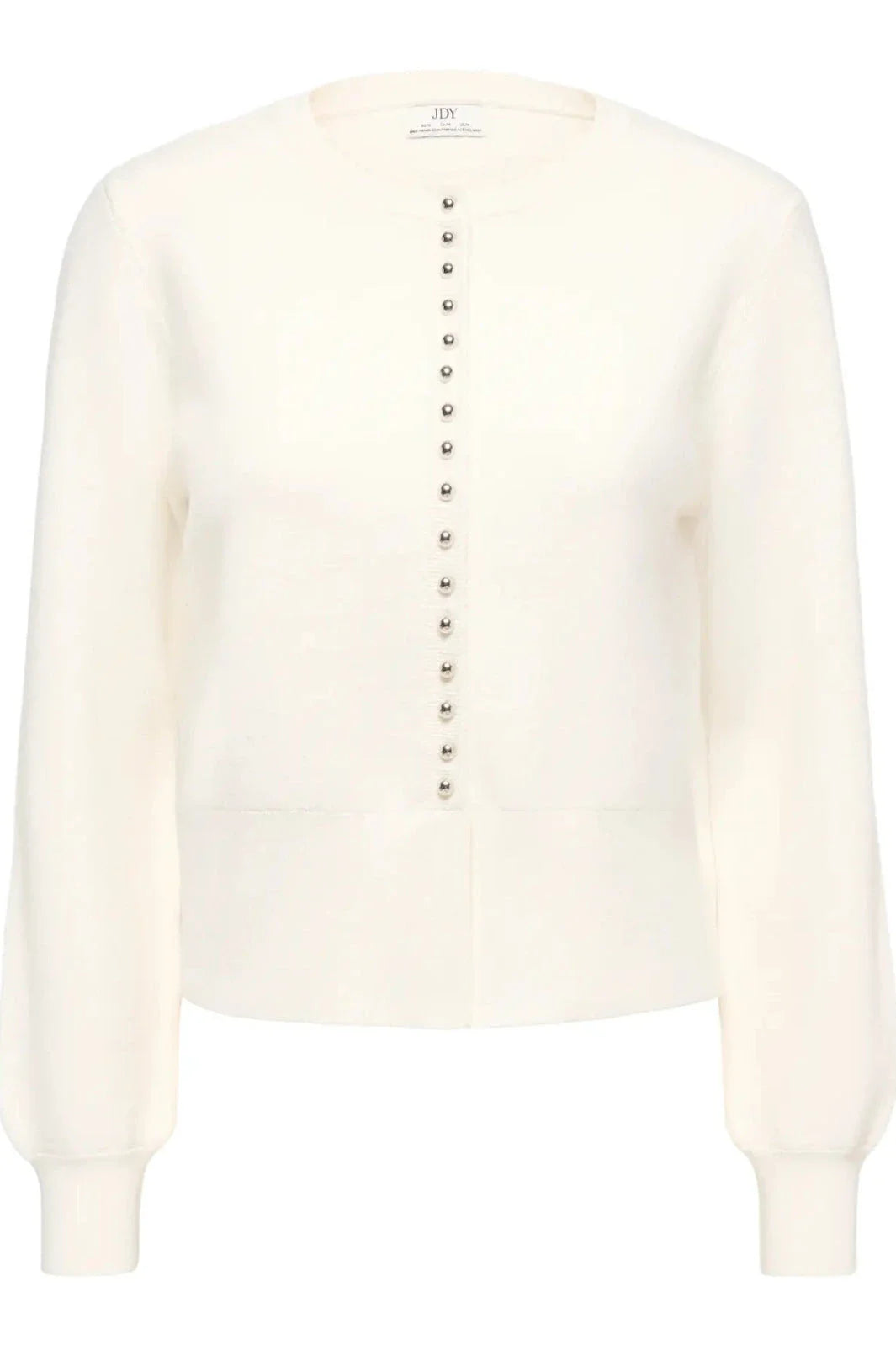 JDY - Jdyprime Life L/S O-Neck Button Card Knt - 5020623 Cloud Dancer Strikbluser 