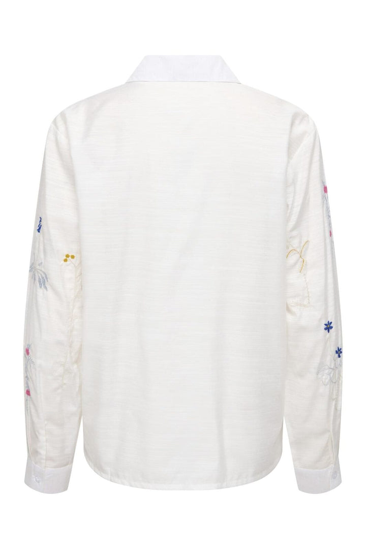 JDY - Jdyrhea L/S Loose Embroidery Shirt - 4947235 Cloud Dancer Flower Embroidery