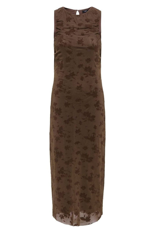 JDY - Jdyruby S/L Rouching Flock Dress - 5019824 Chocolate Brown Big Flower Kjoler 
