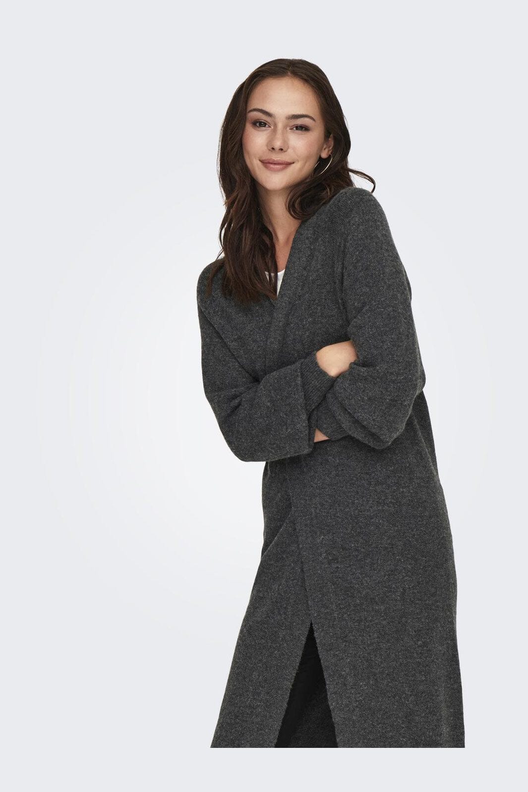 JDY - Jdyrue Life L/S Long Cardigan Knt - 4376966 Dark Grey Melange