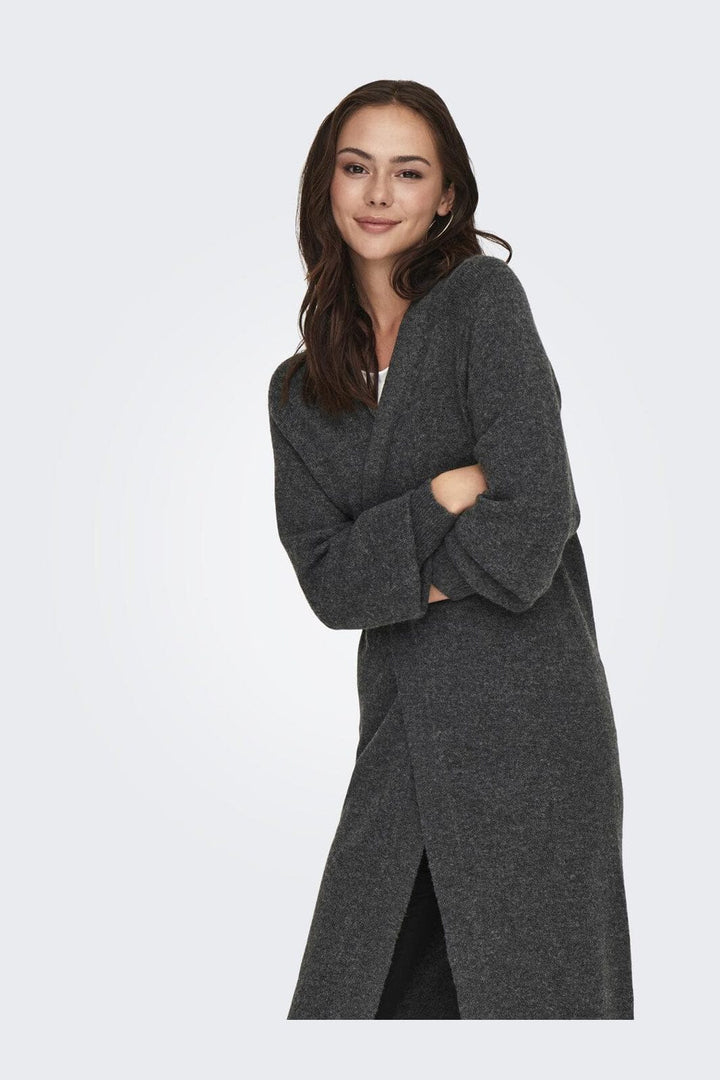 JDY - Jdyrue Life L/S Long Cardigan Knt - 4376966 Dark Grey Melange