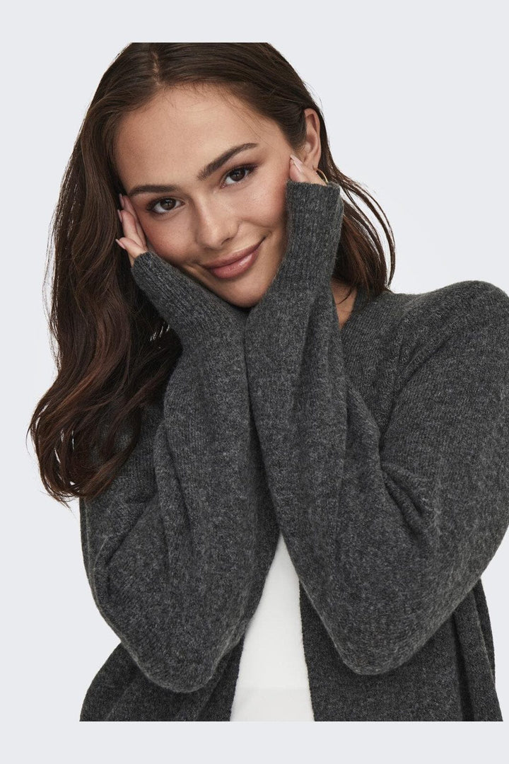 JDY - Jdyrue Life L/S Long Cardigan Knt - 4376966 Dark Grey Melange
