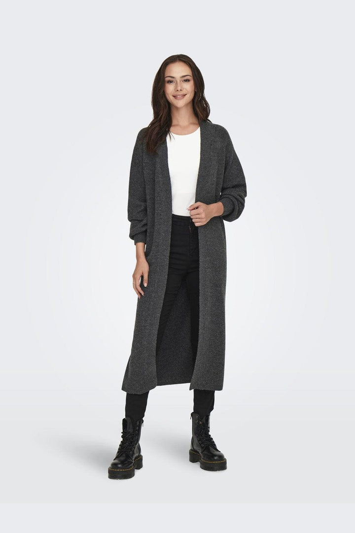 JDY - Jdyrue Life L/S Long Cardigan Knt - 4376966 Dark Grey Melange
