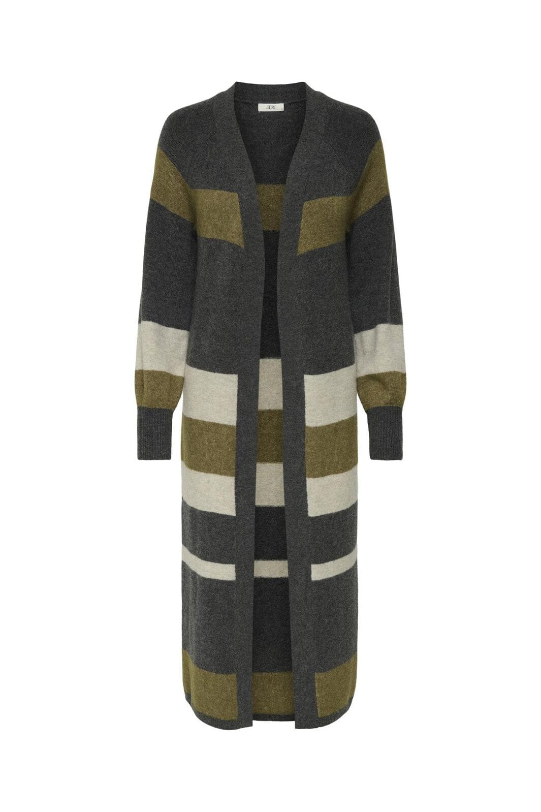 JDY - Jdyrue Life L/S Long Cardigan Knt - 4838634 Dark Grey Melange Kangaroo/Chateau Gray