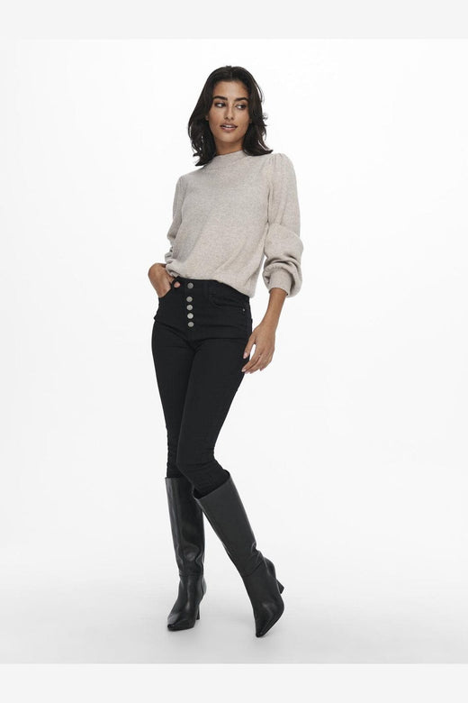 JDY - Jdyrue Life L/S Pullover Knt - 3716766 Chateau Gray Melange