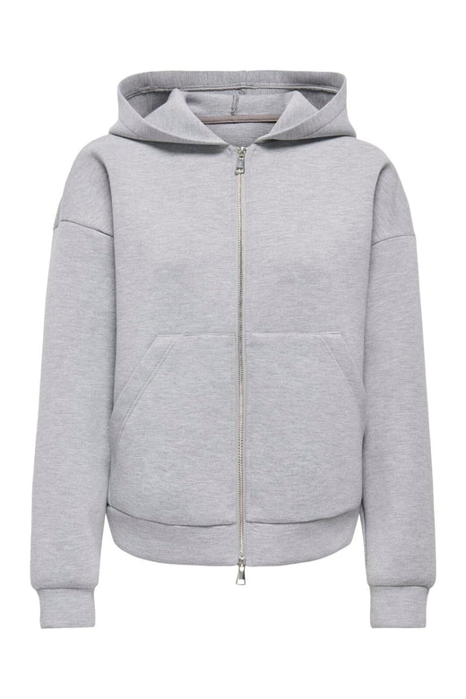 JDY - Jdysabrina L/S Zipper Scuba Hoodie - 4973127 Light Grey Melange