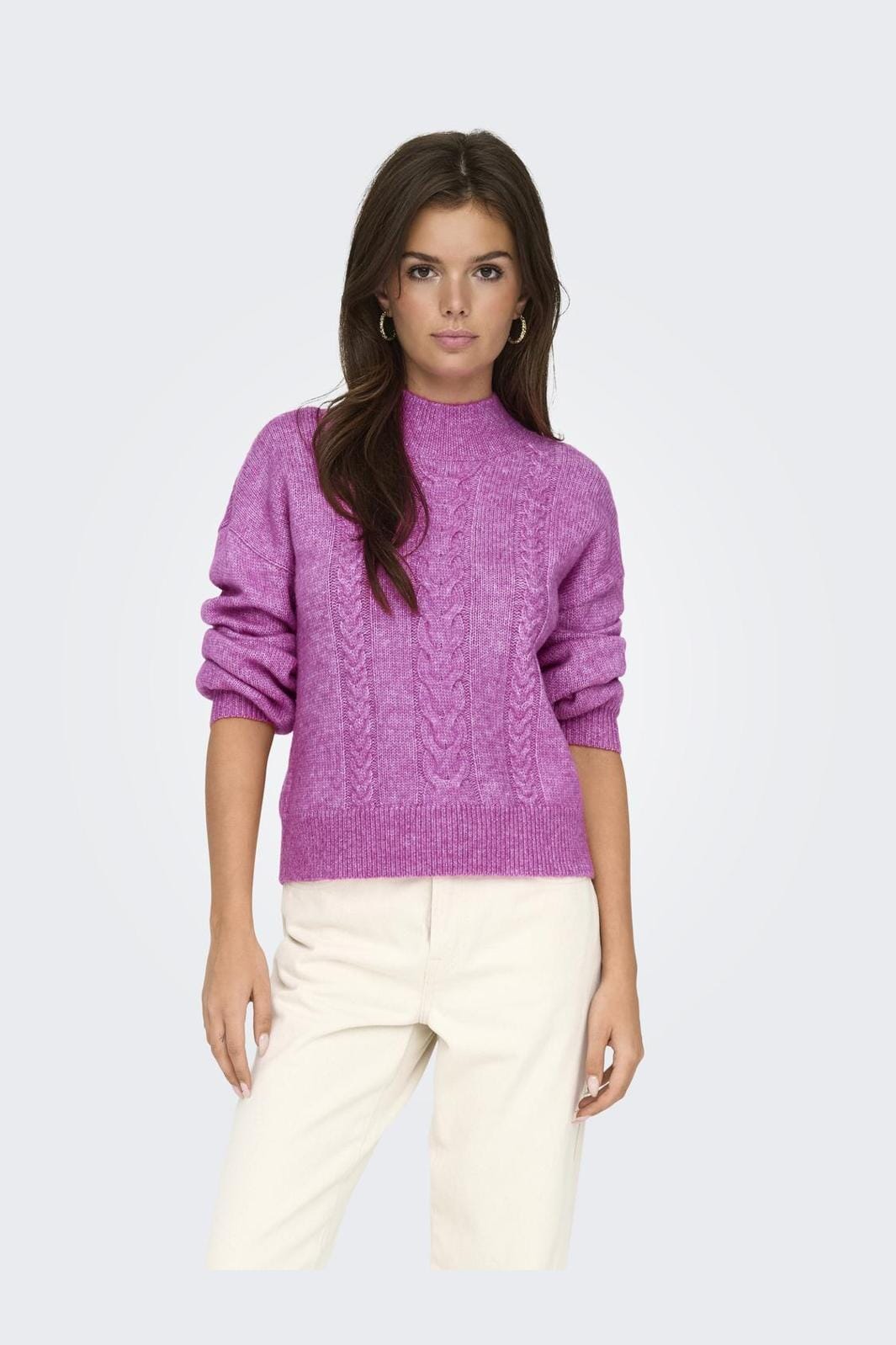 JDY - JDYsusanna L/S Hn Cable Pullover Knt - 4553565 Rose Violet Melange