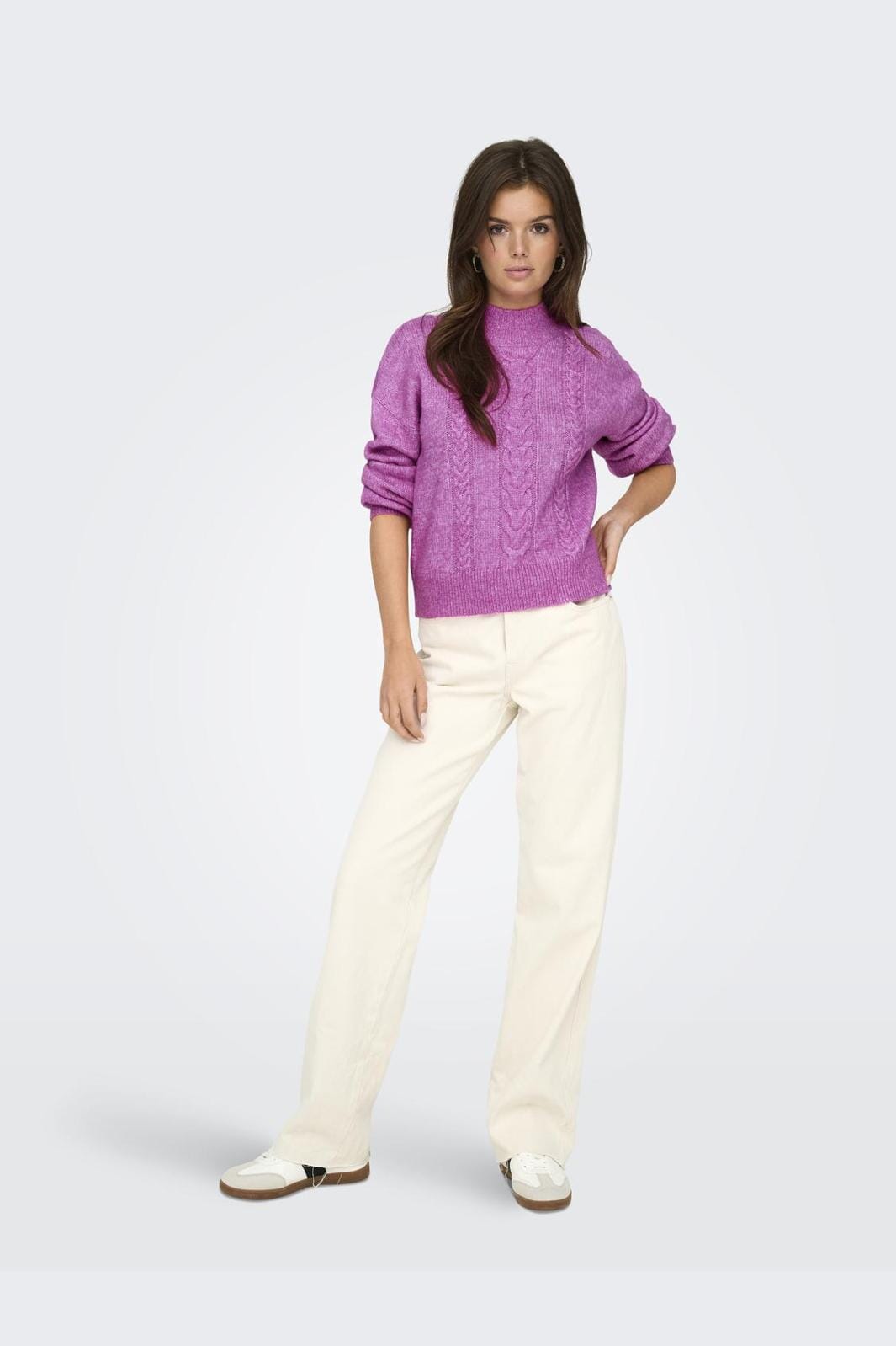 JDY - JDYsusanna L/S Hn Cable Pullover Knt - 4553565 Rose Violet Melange