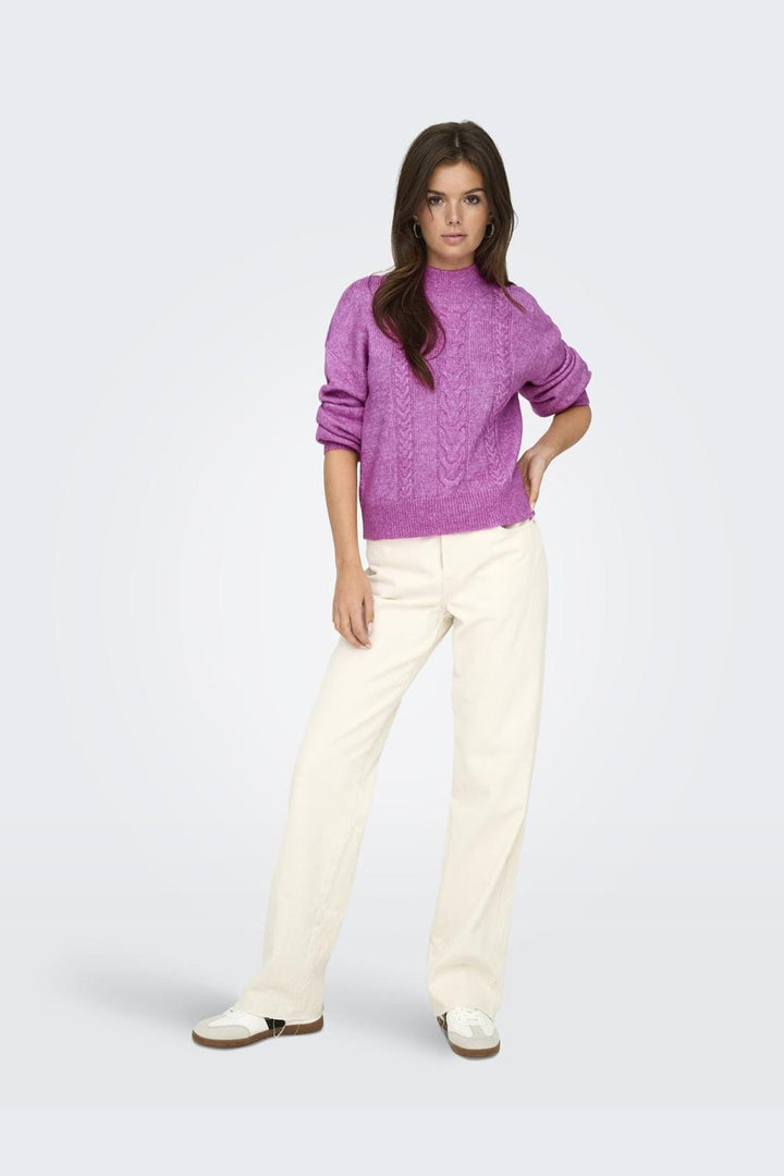 JDY - JDYsusanna L/S Hn Cable Pullover Knt - 4553565 Rose Violet Melange