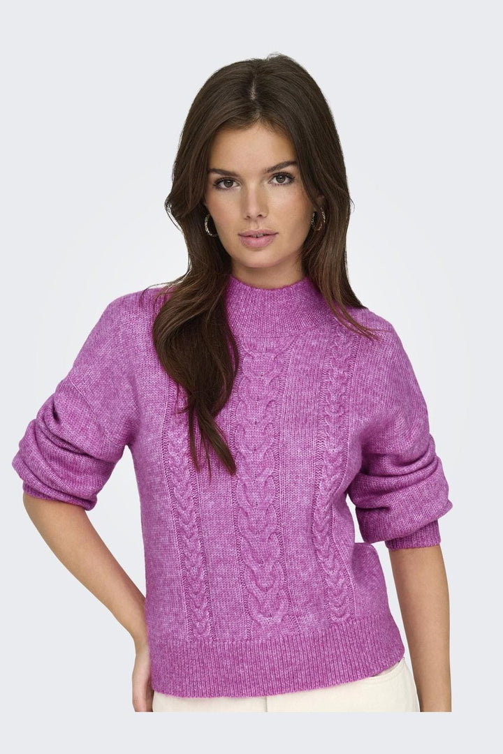 JDY - JDYsusanna L/S Hn Cable Pullover Knt - 4553565 Rose Violet Melange