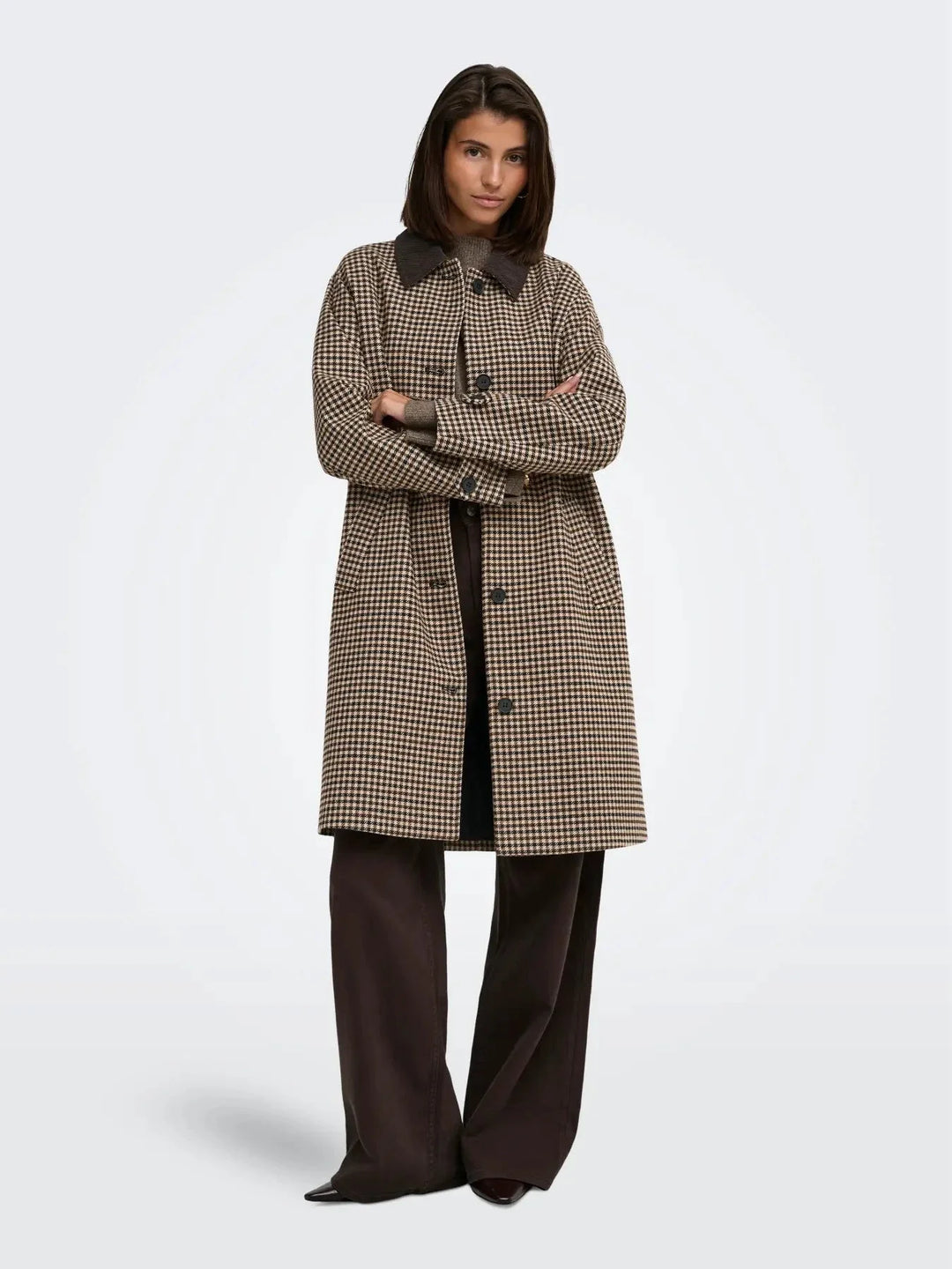 JDY - Jdyvalerie Check Coat Yfm - 5044326 Iced Coffee Black And Chocolate Torte Frakker 