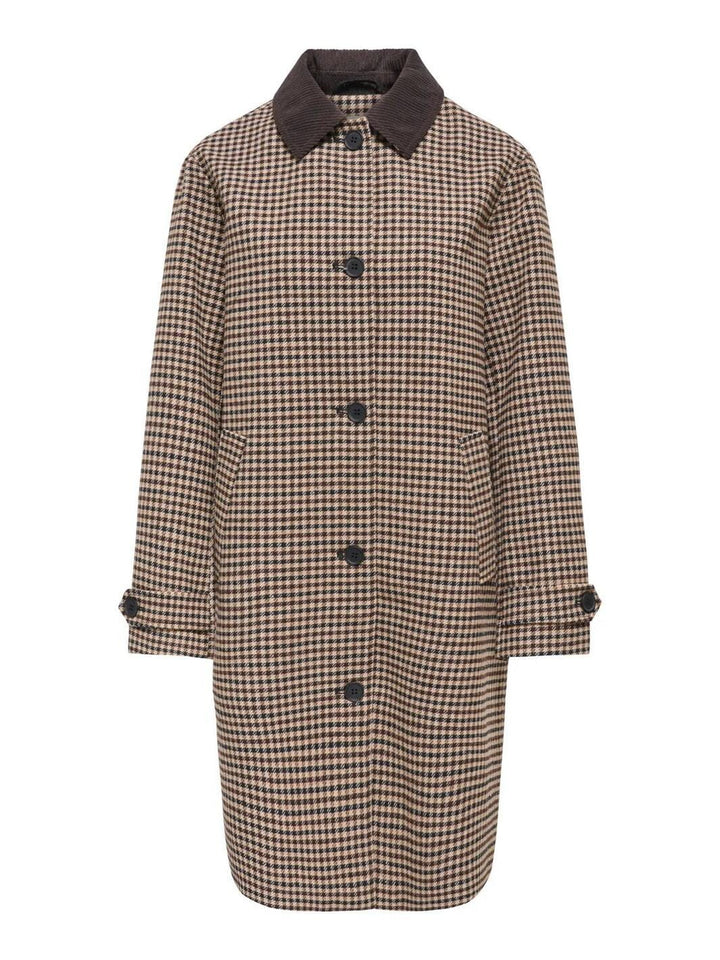 JDY - Jdyvalerie Check Coat Yfm - 5044326 Iced Coffee Black And Chocolate Torte Frakker 